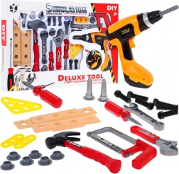 Set de unelte pentru copii, 26 piese, cu bormașină cu acumulator interactivă, 3+