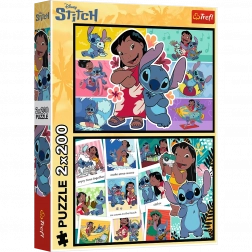 Puzzle 2x200 Viața Veselă a lui Stitche - Disney Lilo și Stitch