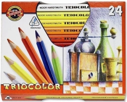 Creioane cerate triunghiulare groase KOH‑I‑NOOR Triocolor 24 buc