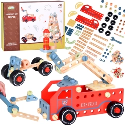 Set de construcție din lemn cu 129 de piese pentru jucării creative