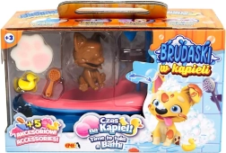 Set interactiv de baie cu cățel Corgi – alb-negru
