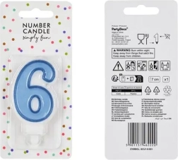 Lumânare pentru tort cifra 6 albastră 7 cm