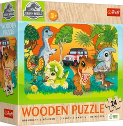 Puzzle din lemn LUMEA JURASICĂ – Cunoaște dinozaurii, 24 piese