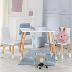 Set de masă pentru copii Roba cu 2 scaune alb/natur