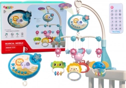Carusel pentru copii Proiector Lumini 400 de cântece de leagăn Albastru