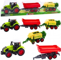 Tractor pentru copii cu remorcă și presă de baloți de fân – set de fermă