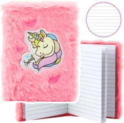 Carnet de pluș Unicorn holografic roz A6 80 de pagini