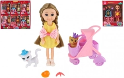 Păpușă cu animăluț și accesorii, 14 cm