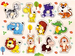 Bino puzzle din lemn safari 11 piese