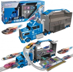 Woopie camion de poliție 2‑în‑1 – transportor și pistă de curse