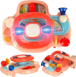 Volan roz roz interactiv pentru copii pentru cărucior cu sunete și lumini