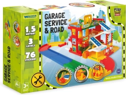 Service auto de garaj WADER, pistă pe 3 niveluri de 1,5 m cu 2 mașinuțe