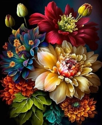 Pictură cu diamante buchet cu bujori 30 × 40 cm