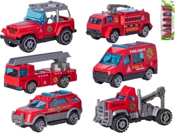 Set de mașinuțe de pompieri din metal 7 cm, 6 buc
