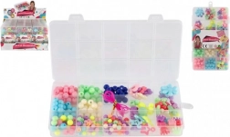 Set de mărgele din plastic colorate cu șnur, în organizator practic