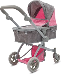 Cărucior pentru păpuși 2 în 1 Baby Mix Sophie roz-gri