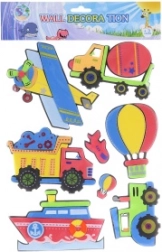 Autocolante de perete din spumă – mijloace de transport (set 8 buc)