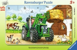 Puzzle 15 piese cu ramă, Tractor pe câmp