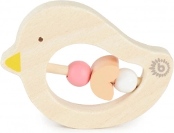 Bieco suzetă din lemn cu mărgele roz – păsărică