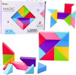 Piese tangram magnetice – puzzle colorat, 9 piese
