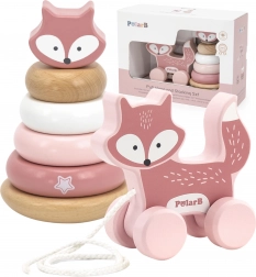 Set din lemn VIGA PolarB – turn de stivuire cu vulpe și vulpe de tras