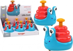 Melc fericit pe roți albastru și roșu