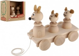 Jucărie de lemn de tras Trei Șoareci