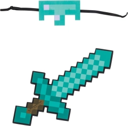 Set de costum Minecraft: mască și sabie diamant din spumă Steve