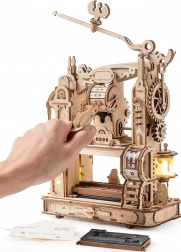 Robotime ROKR puzzle 3D din lemn cu iluminare – tiparniță clasică (303 piese)