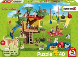 Puzzle SCHMIDT SCHLEICH căței fericiți, 40 de piese + figurină