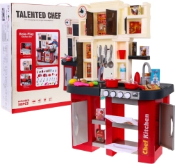 bucătărie interactivă pentru copii cu robinet de apă, lumini și sunete, 58 de piese