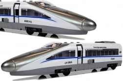 Trenuleț Pendolino cu mecanism de întindere, alb, cu sunete și lumini