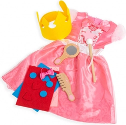 Bigjigs Toys costum prințesă – rochie roz cu accesorii