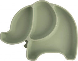 Farfurie pentru copii din silicon, compartimentată, în formă de elefant, verde 23,5 × 19 × 3,5 cm
