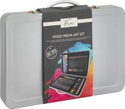 Set de rechizite de artă în valiză de metal