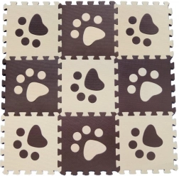 Puzzle de podea din spumă pentru copii – lăbuțe maro 29,5 × 29,5 cm