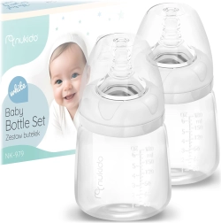 Set biberoane din PP pentru bebeluși 180 ml 2 buc NUKIDO cu tetină din silicon dinamică