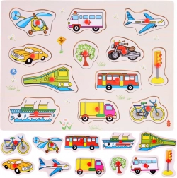 Puzzle din lemn cu mijloace de transport