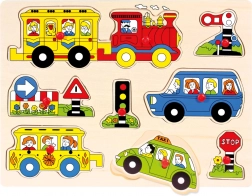 Puzzle din lemn Bino cu transporturi