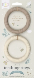 Inelușe de dentiție din silicon cu frunze pentru bebeluși, 2 buc. – Taupe