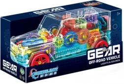 mașină off-road transparentă cu angrenaje și efecte luminoase
