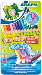 Creioane acuarelă JOLLY Supersticks Aqua, 12 culori în cutie metalică