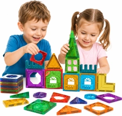 Set de construcție magnetic Woopie 3D, castel, 30 de piese