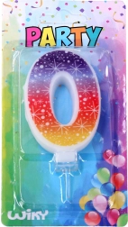 Lumânare de petrecere cu numărul 0 și stele