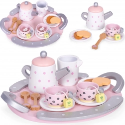 Set de ceai din lemn cești și ceainic 15 piese ECOTOYS