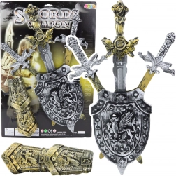 Set de cavaleri cu săbii, scut și apărători