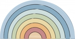 Curcubeu pastelat din lemn TOOKY TOY, joc Montessori de construcție