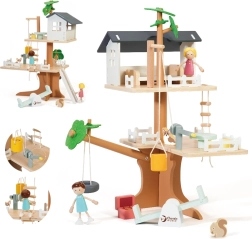 Classic World căsuță din lemn în copac pentru păpuși, 31 piese