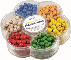 Detoa mărgele din lemn în formă de floare – set creativ colorat pentru înșirat