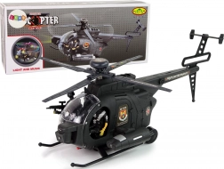 Elicopter militar cu aripi și efecte luminoase pe baterii